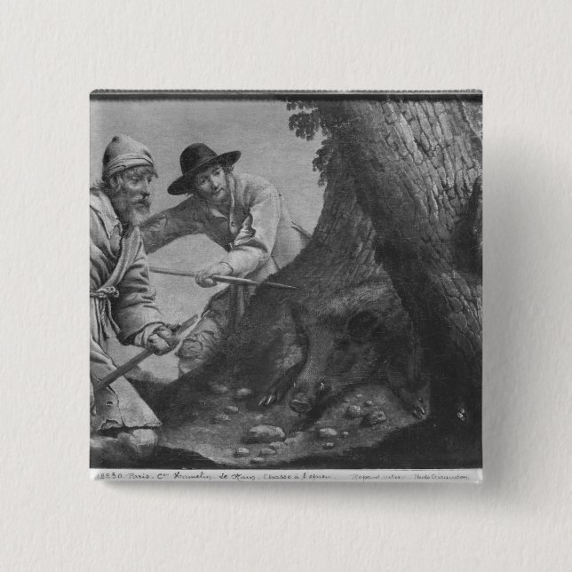 Boar hunt 2 inch square button (Front)