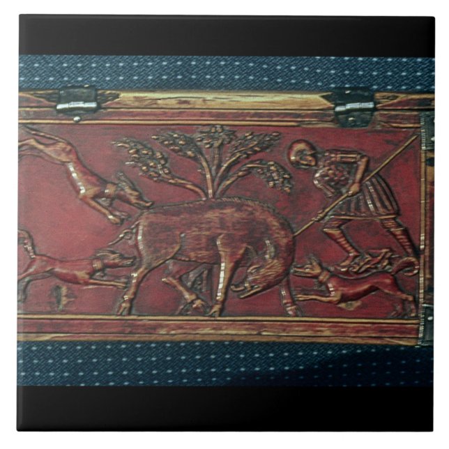 Boar Hunt, plaque from a Byzantine casket, 11th ce Tile (Front)