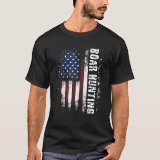 Boar Hunting American Flag Boars Hunter T-Shirt
