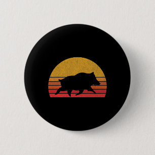 Boar Hunting - Retro Sunset Wild Pigs Boar Hunter  2 Inch Round Button