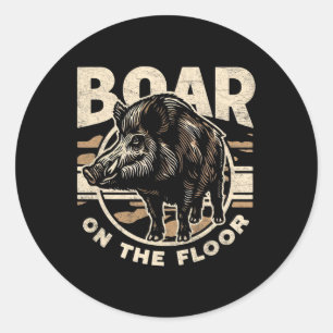 Boar On The Floor Men's Vintage Camo Wild Hog Retr Classic Round Sticker