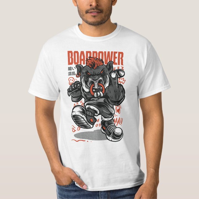 boar power funny animal T-Shirt (Front)