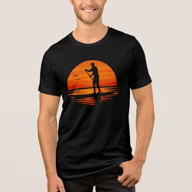 Board. Balance. Bliss. - Sunset Stand Up Paddle Tri-Blend Shirt (Front)