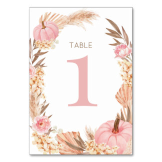 Board Card Boho Pampas pink Pumpkin Table nu