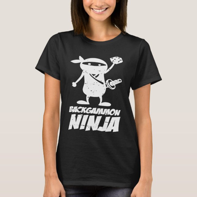 Board Game Backgammon Ninja T-Shirt (Front)