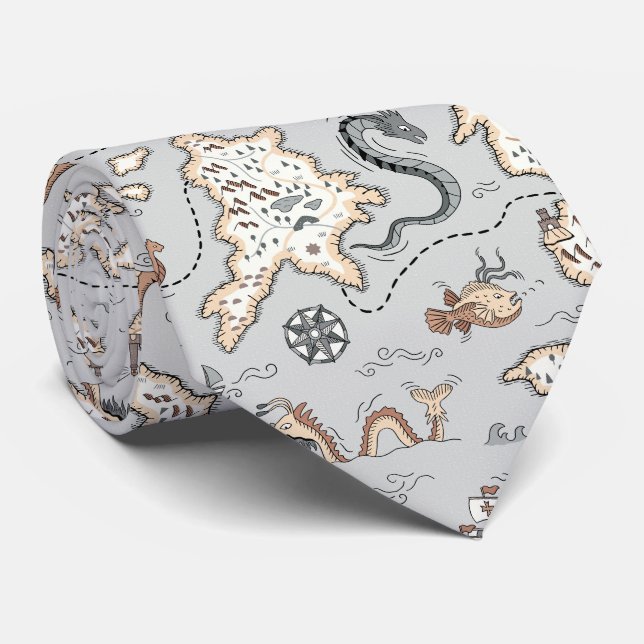 Board game fantasy world cartography map tie (Rolled)