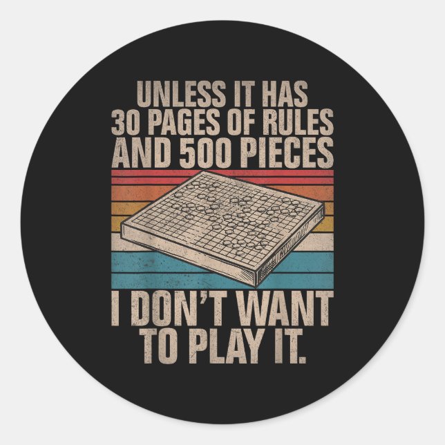 Board Game Joke Funny Board Game  Classic Round Sticker (Front)