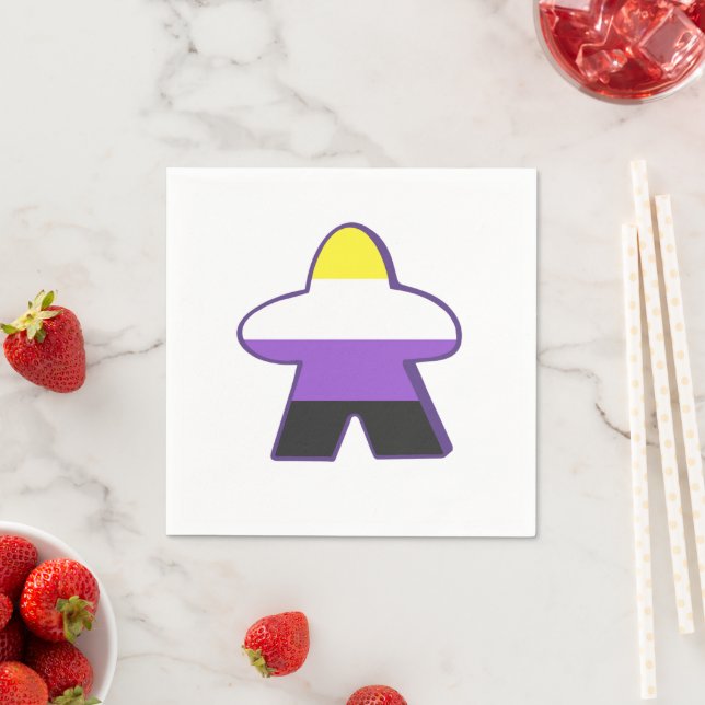 Board Game Meeple Non-Binary Pride Napkin (Insitu)