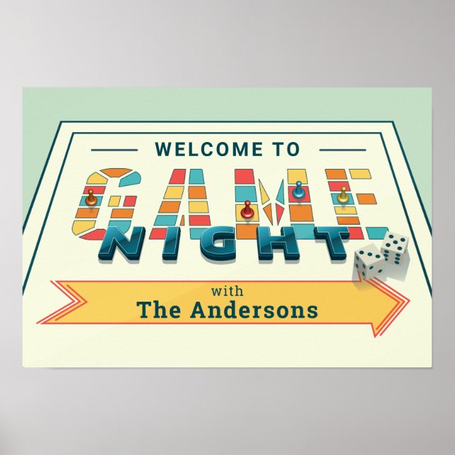 Board Game Night Sign Poster (Front)