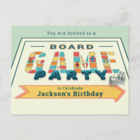 Board Game Party Invite Postcard