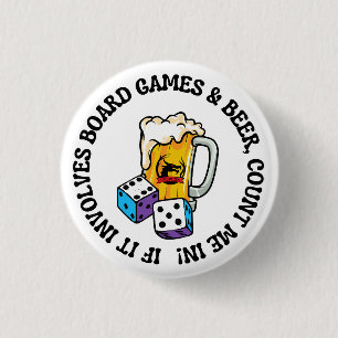 Board Games and Beer 1 Inch Round Button