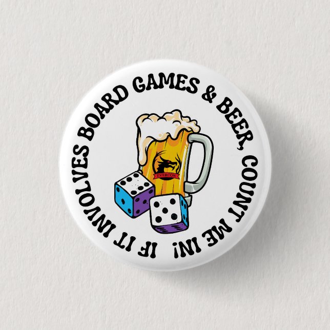 Board Games and Beer 1 Inch Round Button (Front)
