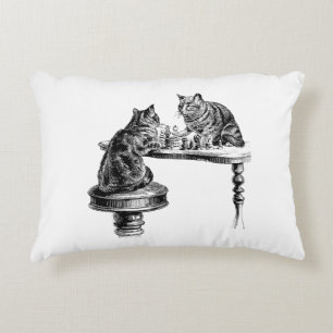 Board Games: Two Cats playing a Chess Match Accent Pillow