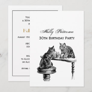 Board Games: Two Cats playing a Chess Match Invitation