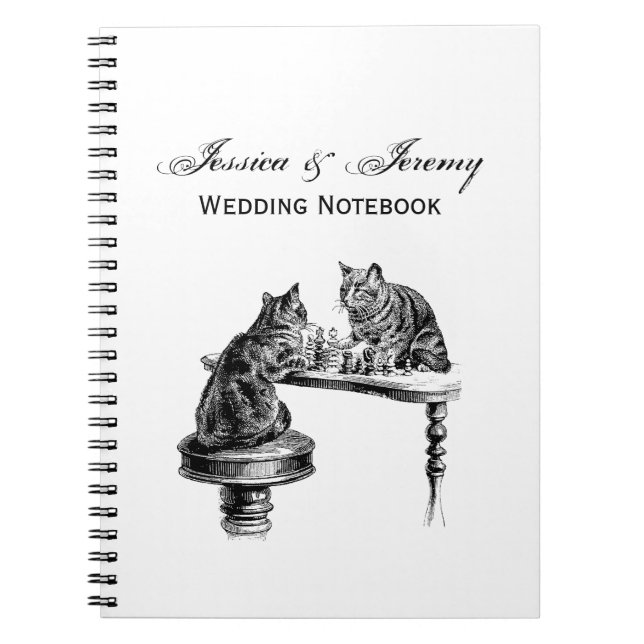 Board Games: Two Cats playing a Chess Match Notebook (Front)