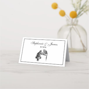 Board Games: Two Cats playing a Chess Match Place Card