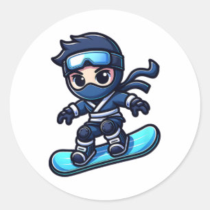 Board Ninja Snowboard Ninja Snow Rider Snowboardin Classic Round Sticker