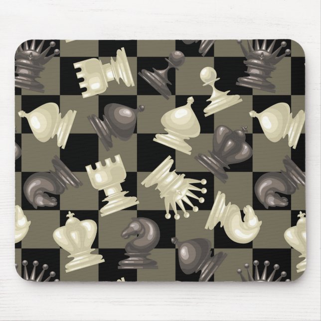 Board of Chess Pieces Laying Down Mouse Pad (Front)