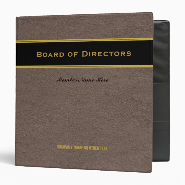Board of Directors Faux Leather Gold and Black Binder (Front/Inside)