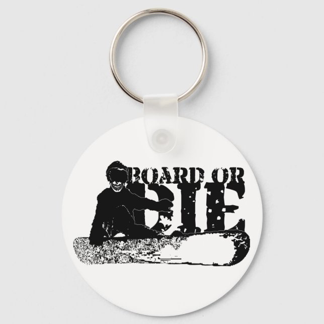 board or die. skeleboarder. keychain (Front)