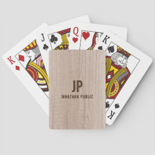 Board Plank Wood Look Custom Monogram Template Playing Cards