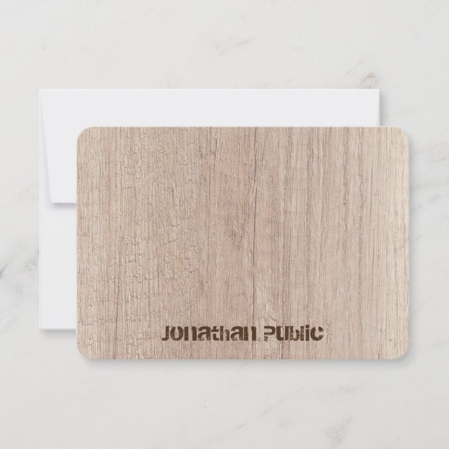 Board Plank Wood Look Distressed Text Elegant Card (Front)