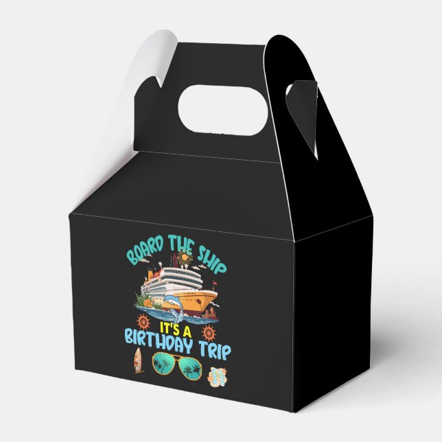 Board The Ship It s A Birthday Trip Favor Box (Front Side)