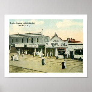 Board Walk, Cape May, New Jersey Vintage Postcard Poster