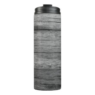 Board wood gray grain texture thermal tumbler