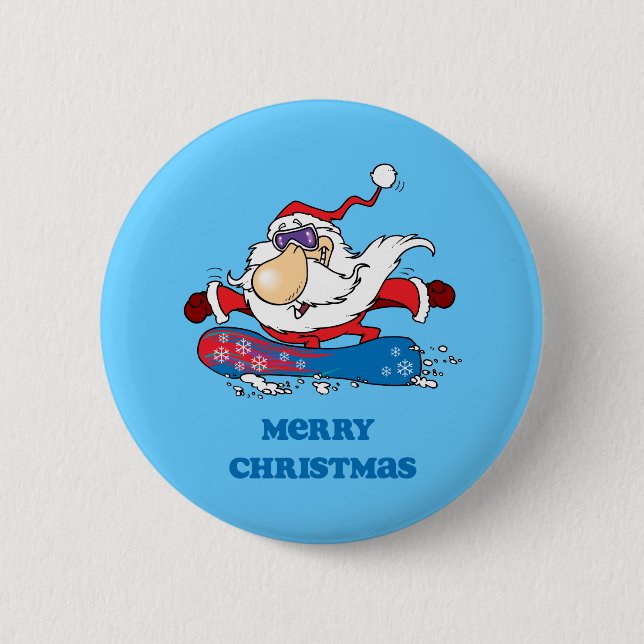 BoardChick Santa Merry Christmas 2 Inch Round Button (Front)