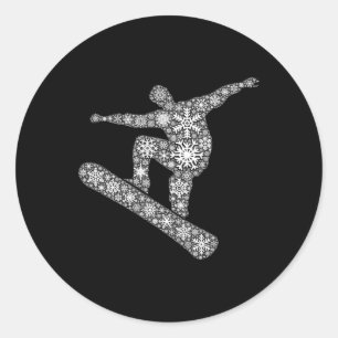 Boarder Snowflake Merry Christmas - Snowflakes Sno Classic Round Sticker
