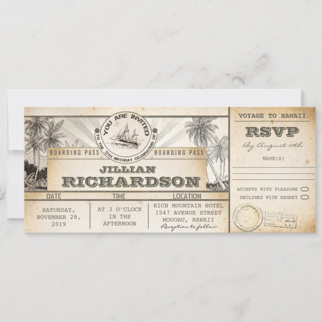 boarding pass 13th birthday tickets- invitations (Front)
