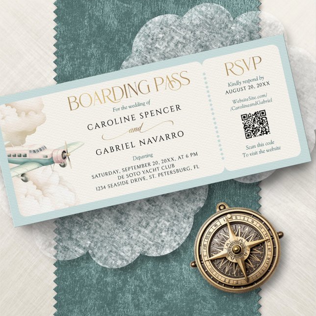 Boarding Pass Airplane Wedding Invitation (Creator Uploaded)