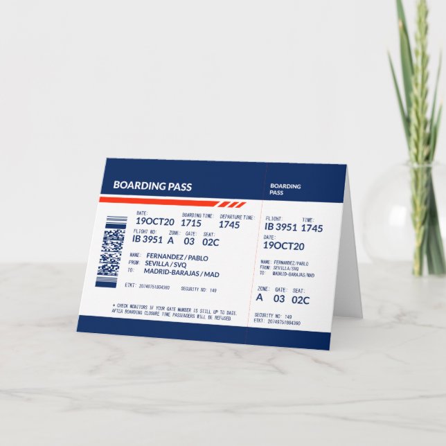 Boarding pass, airport, Aerodrome, Aviation, aircr Thank You Card (Front)