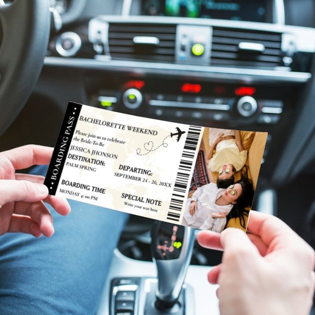 Boarding pass Bachelorette Weekend ticket Invitati Save The Date (Creator Uploaded)