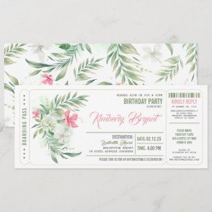 Boarding Pass Beach Birthday Party Tickets Invitation