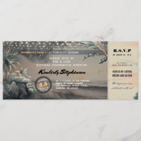 Boarding Pass Beach Lights Birthday Party Ticket
