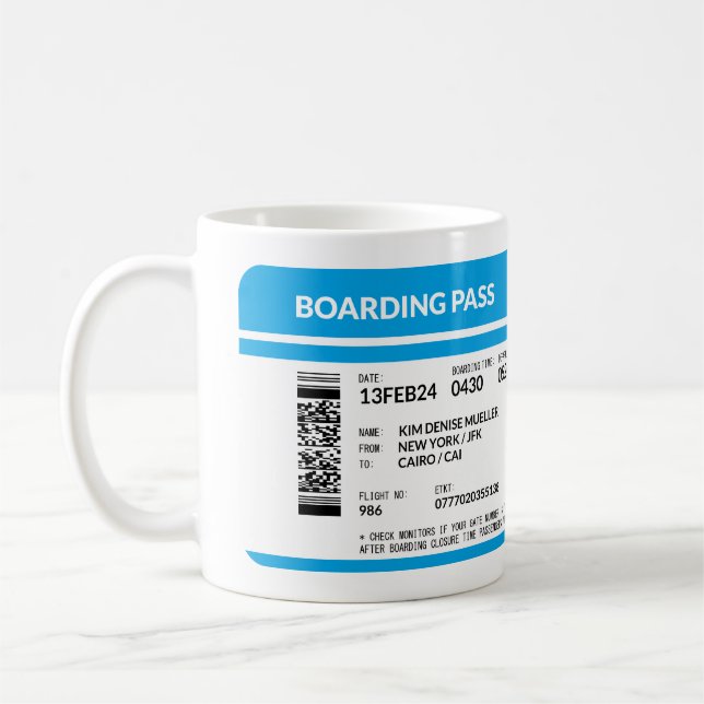 Boarding Pass (blue) DOS Coffee Mug (Left)