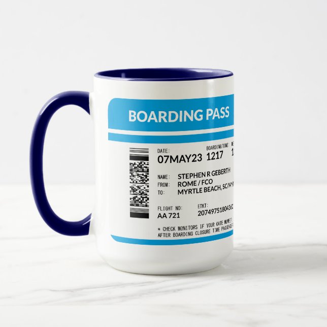 Boarding Pass (blue) SRG Mug (Left)