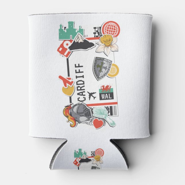 BOARDING PASS CARDIFF WALES CAN COOLER (Front)