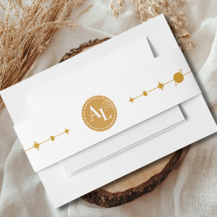 Boarding Pass Cosmic Wedding Invitation Belly Band
