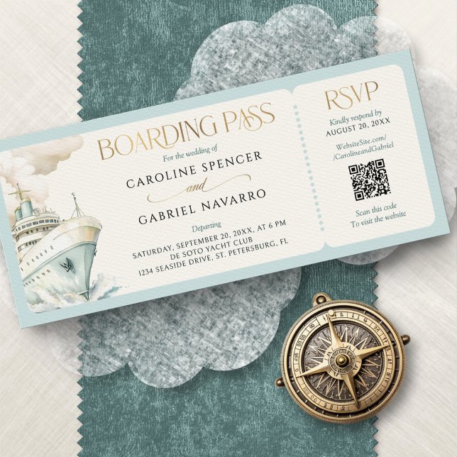 Boarding Pass Cruise Wedding Invitation (Créateur téléchargé)