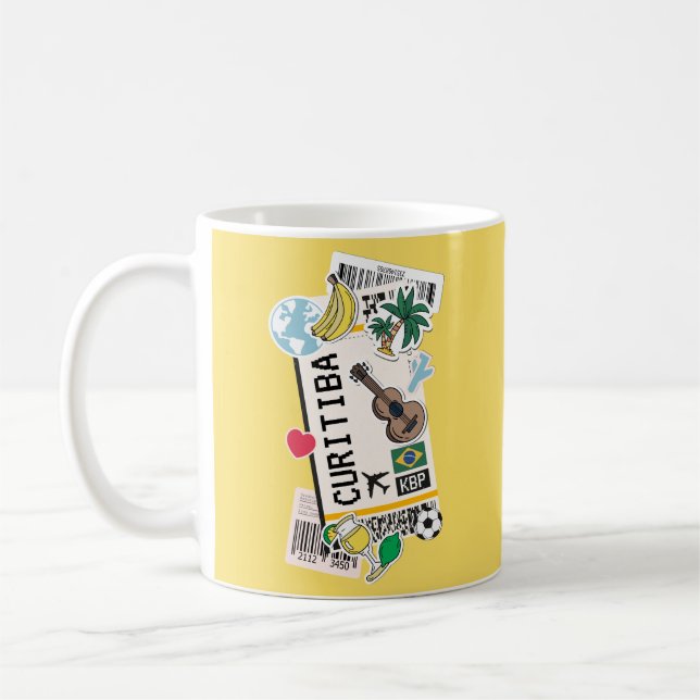 BOARDING PASS CURITIBA BRAZIL COFFEE MUG (Left)
