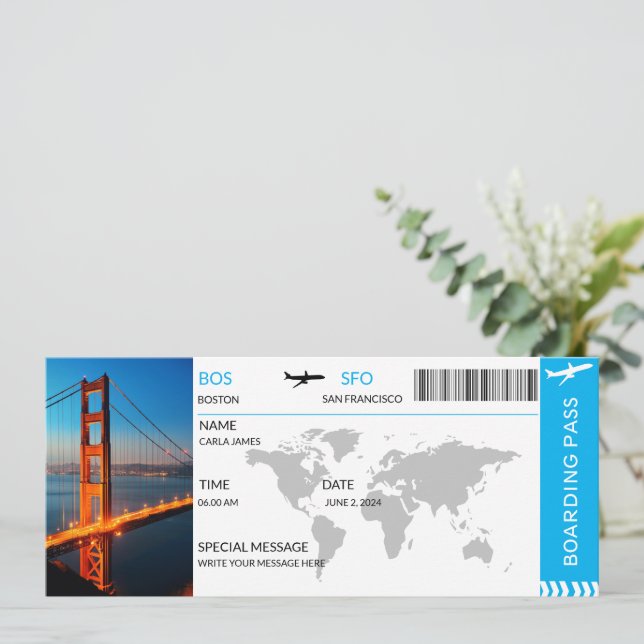Boarding Pass Customizable Plane Tickets Airplane Invitation (Standing Front)