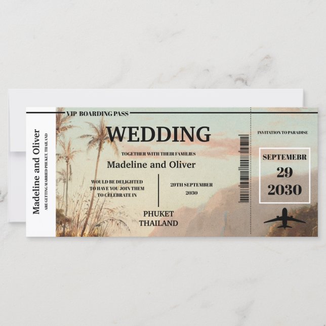 Boarding Pass Destination Tropical Palm Trees (Front)