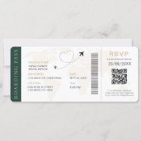 Boarding Pass Destination Wedding QR code Rsvp