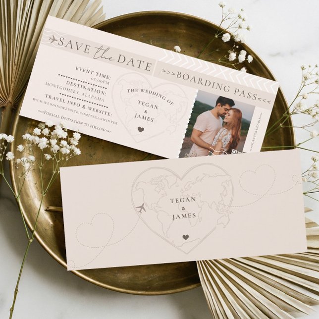 Boarding Pass Destination Wedding Save The Date Invitation (Boarding Pass Destination Wedding Plane Ticket Invitation)