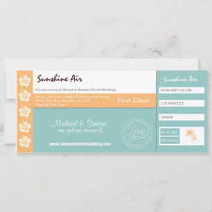 Boarding Pass Faire-part de mariage turquoise oran