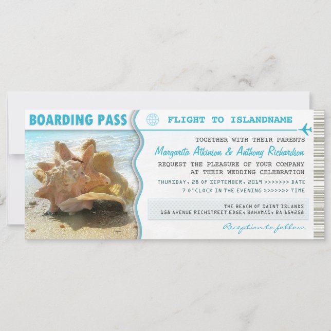 boarding pass flight tickets wedding invitations (Front)