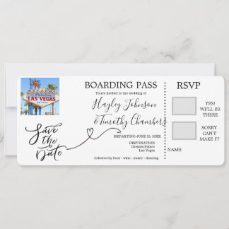 Boarding Pass for wedding in Las Vegas, Nevada Invitation